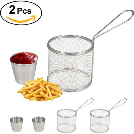 1 Panier friture, Inox, Poignée longue, Anti-brûlure, Récipients sauce, Cuisine maison(Troisième trimestre : septembre) (1/5)