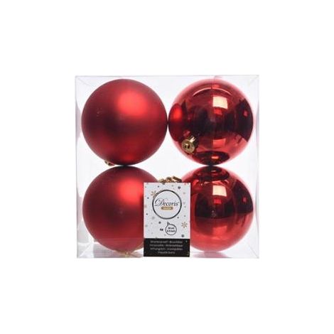 4 PALLINE 10CM ROSSO OPACO/LUCIDO (1/2)