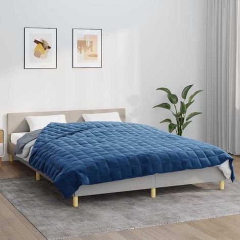 350797 Couverture lestée Bleu 200x200 cm 13 kg Tissu (1/5)