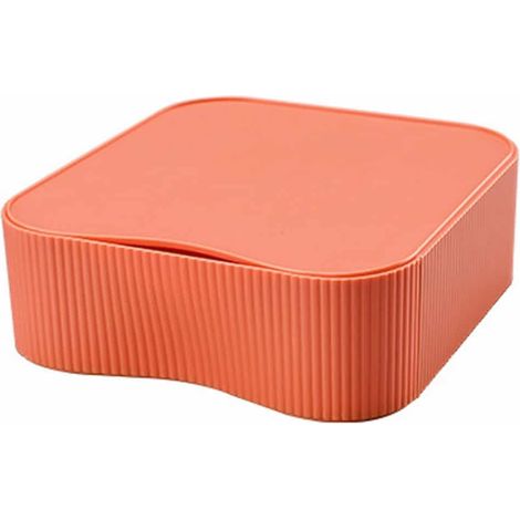 Stapelbare und flexible Besteckbox, Aufbewahrungsbox für den Schreibtisch, Schmuck- und Kosmetikbox, 23 x 22 x 8 cm, orange