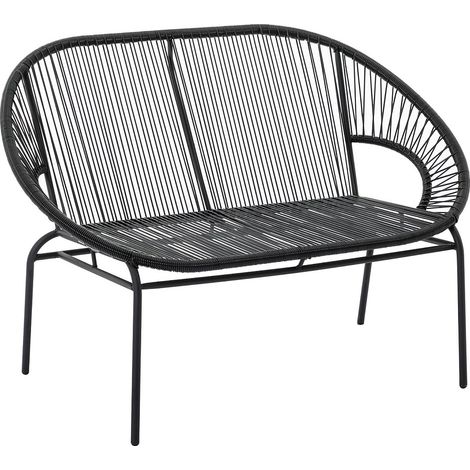 Banc de jardin en fils de résine tressés - Noir - ALIOS III de MYLIA