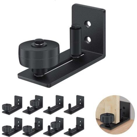 1pcs Heavy Duty Sliding Door Guide Black Carbon Steel Adjustable Roller Wall Mounting System (1/5)