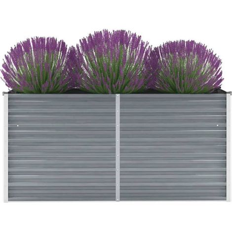 Letto Rialzato Giardino in Acciaio Zincato 160x40x77 cm Grigio vidaXL