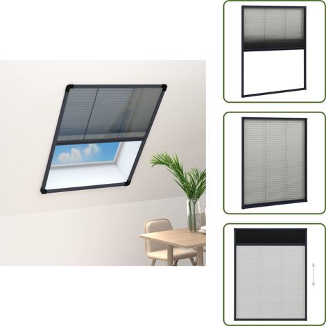 The Living Store Insektenschutz-Plissee für Fenster Aluminium Anthrazit 60x80cm - Fliesenschutz - Insektenschutz - Fenstertürschutz - Dachfensterschutz - Balkonrollo