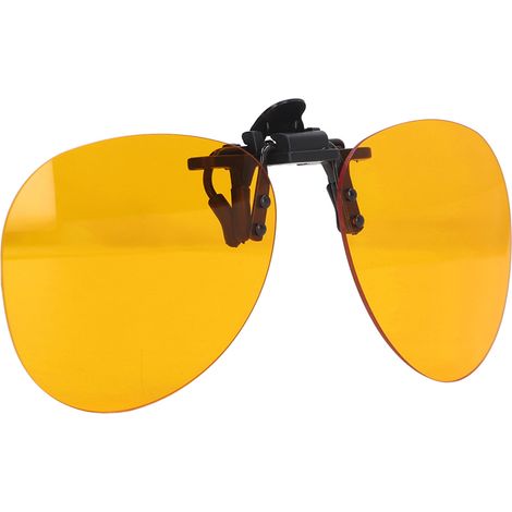 Aufsteckbare UV400-Brille mit Blaulichtfilter, Augenschutz, randlos, 180° vertikal drehbar, orange, rund, abnehmbar (1/5)