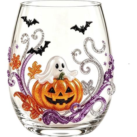 Mundgeblasenes Whiskyglas, Halloween-Design (1/2)