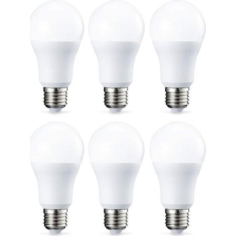 Lot de 6 ampoules LED Culot à vis E27 10 W (equivalent 75 W) Blanc chaud Intensité non variable (1/4)