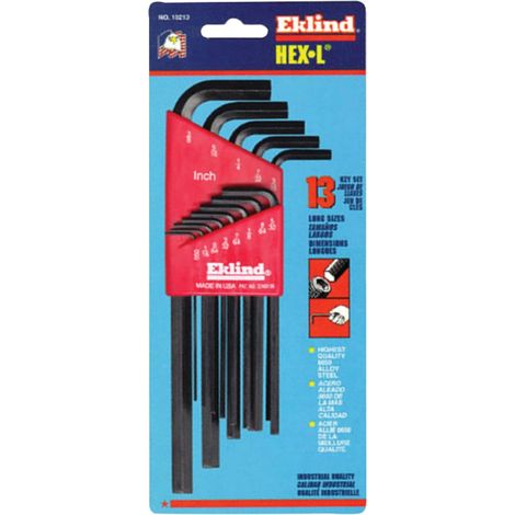 Eklind EKL10213 13-Piece Hexagon Long Arm Allen Wrench Set (Imperial Sizes 1/16" to 3/8") (1/2)