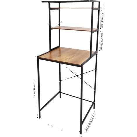 Estante para lavadora y secadora, diseño de 3 niveles, organizador multiusos, negro. (1/2)