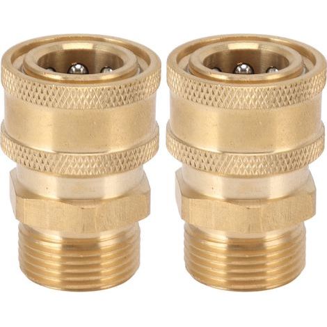 Lot 2 adaptateurs M22 cuivre pur – kit déconnexion rapide – trou intérieur 15mm/0.59in – nettoyeur haute pression (1/5)