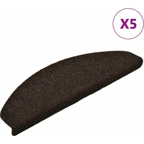 Maison Exclusive - Tappetini per scale autoadesivi 5 pz 65x21x4 cm marrone scuro semicircolari grandi (1/5)