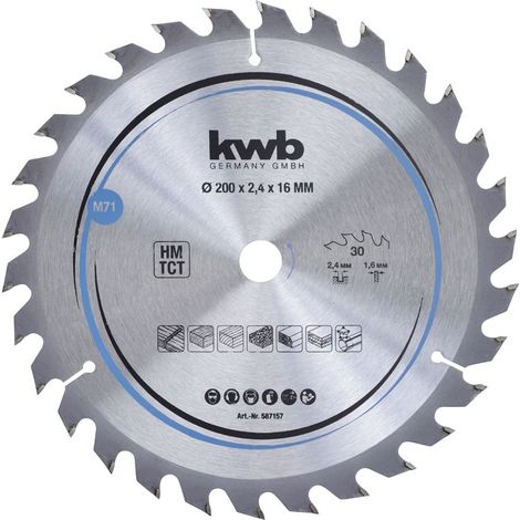 Hoja de sierra circular kwb 587157 200 mm 30 dientes carburo (1/4)