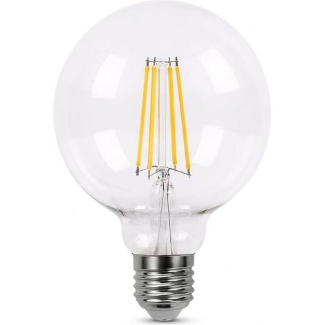 Lampadina a filamento globo 8 W 880 lm E27 trasparente 2700 K 13x9,5 cm