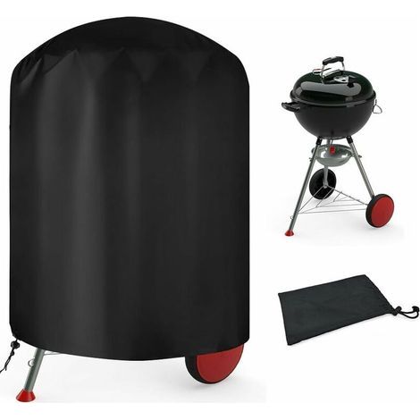 Housse Barbecue Exterieur Rond,Housse Barbecue Bâche de Protection BBQ,210D Oxford Bache Barbecue Exterieur Protection 77x 72 cm (1/4)