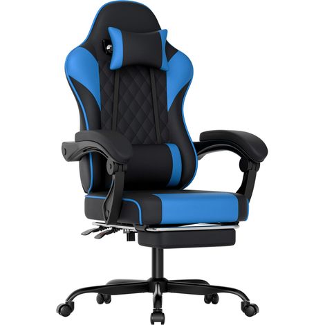 Confort postural chaise gaming ergonomique avec repose-pieds rétractable et dossier inclinable pour hommes et femmes (1/5)