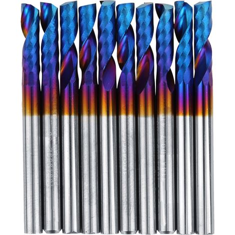 10 Pièces Fraises Carbure Monobloc 1 Lame Spirale Bleu Revêtement Nano 3.175mm pour Gravure et Usinage (1/5)