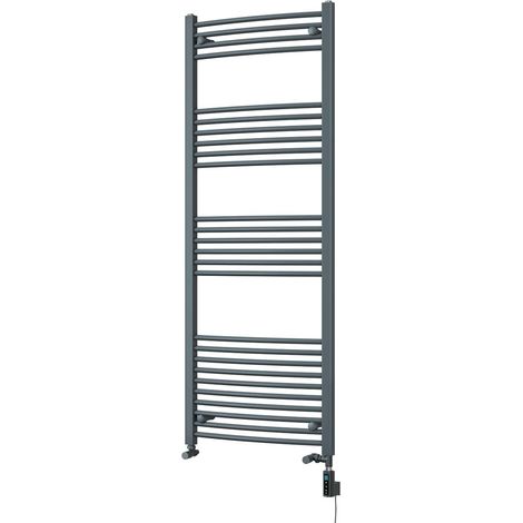 Zennor - Anthracite Dual Fuel Towel Rail H1600mm x W600mm Thermostatic WIFI - Curved (1/3)