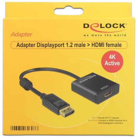 DeLOCK 62607 adaptador de cable de vídeo 0,2 m DisplayPort HDMI tipo A (Estándar) Negro (1/2)