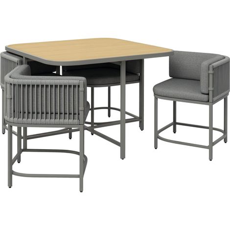 4-Seater Rattan Cube Garden Furniture Set with Cushions - Grey