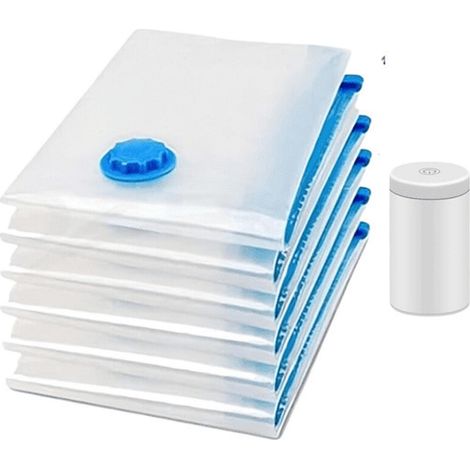 Set de sacs sous vide avec pompe manuelle pour rangement gain de place (1/5)
