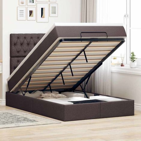 Ottoman-Bett mit Matratze & LEDs Dunkelbraun 120x200 cm Stoff vidaXL (1/5)