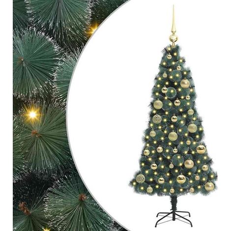 Un sapin de Noël artificiel pré-illuminé avec un ensemble de boules décoratives. (1/5)