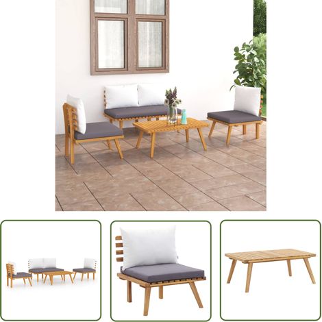 Maison Exclusive 4-tlg. Garten-Lounge-Set mit Auflagen Massivholz (1/5)