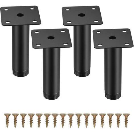 4 pieds de meubles, pieds de meubles réglables de 10 cm (4 pouces), pieds de support en métal pour meubles/tables/chaises/bureaux/cuisines/armoires/canapés (1/5)