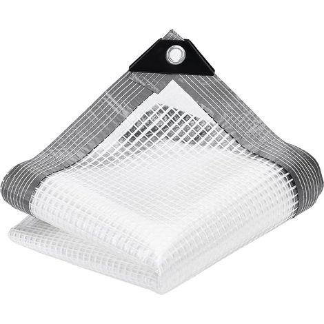 1pcs 2m x 2m Bâche Imperméable Blanche en Polyéthylène avec Œillets, Protection Lourde Carrée Contre la Pluie pour Succulentes Pépinière Agriculture Protection Feuilles
