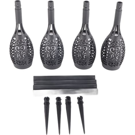 4PCS Lampes Torche Solaire à Flamme Flicker, LED Étanche, Décoration Jardin Extérieur (1/5)