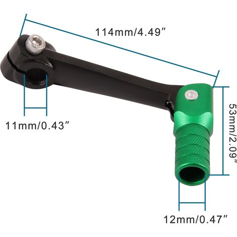 Modifizierter Motorrad-Schalthebel, klappbarer Schalthebel aus Aluminiumlegierung, ZhengLin T4 TGR Bosuer schwarzer Hebel mit grünem Kopf. (1/4)
