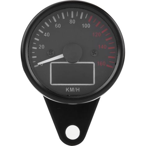 Akozon Universal Digital LED LCD Motorcycle Speedometer Tachomètre, 0-160 Km/H Retro Noir, étanche avec Objectif Transparent.