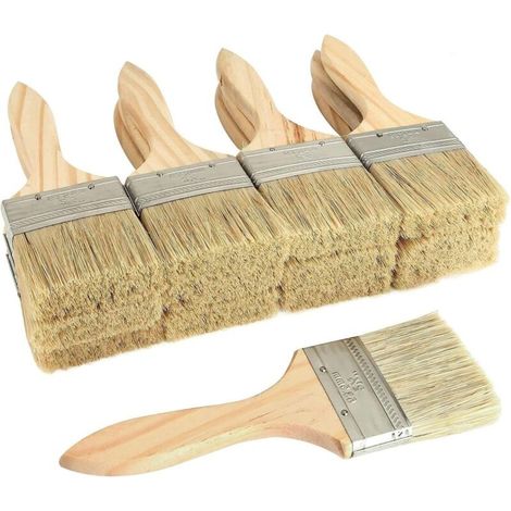 Lot de 30 pinceaux peinture professionnels – manche bois, largeur 60 mm, pour murs et meubles (1/5)