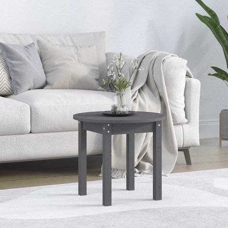 Table basse Table d'appoint pour Salon Chambre - Gris Ø 45x40 cm Bois massif de pin BV722756 - BonneVie (1/5)