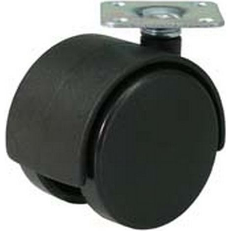 4PZ RUOTE DOPPIE IN NYLON CON PIASTRA -  mm.50 piastra mm.38x38