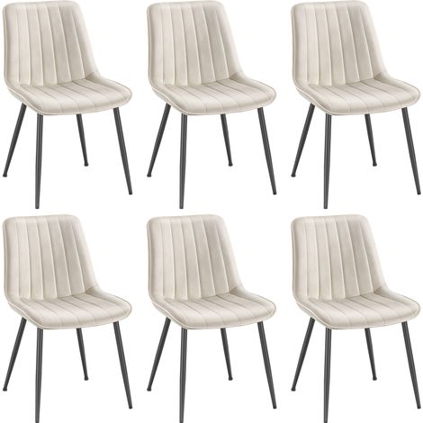 Songmics – Lot de 6 chaises de salle à manger – Dossier ergonomique – Pieds en acier – Capacité 120 kg – Assise confortable 48x40 cm – Beige cappuccino et noir d'encre (1/5)