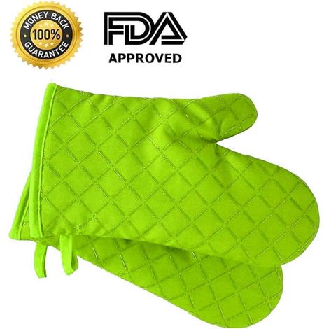 MINKUROW Premium rutschfeste Ofenhandschuhe (2er Pack) bis 240°C – Silikon Grillhandschuhe extrem hitzebeständige Grillhandschuhe – Ofenhandschuhe, zum Backen, Backen, BBQ Isolierpads (grün)) (1/4)