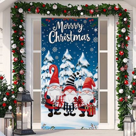 Décoration de porte Grinch Vert Monstre - Rideau de porte suspendu - 90 x 190 cm (Élastique) - Style 4