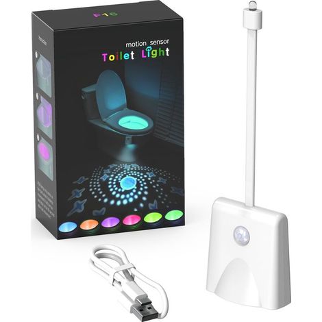 Luz para inodoro，Paquete de 2，Con sensor de movimiento，Resistente al agua y recargable，Luz para inodoro tipo proyector，20,96,13,5 cm，Estilo 2 (1/5)
