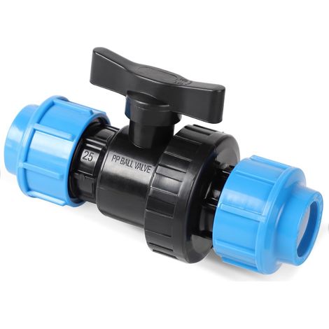 Ortviai Vanne à Sphère pour Tube PE 25mm - Robinet d'Arrêt et Raccord Compresseur en Polypropylène (PP) - Raccordement Rapide et Haute Pression pour Tuyau d'Arrosage et Irrigation