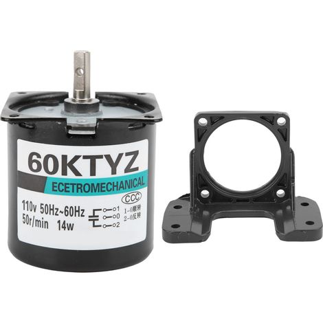 Moteur synchrone AC 14W 2 voies couple élevé aimant permanent arbre central support XD60KTYZ (50tr/min 110V CA) (1/5)