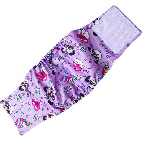 Pantalon physiologique pour chien mâle, respirant, taille réglable, couche réutilisable et lavable pour animaux de compagnie, violet L (1/5)