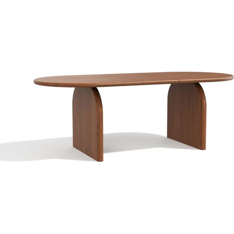 Table à manger extensible en bois contreplaqué noyer clair BRIA (1/5)