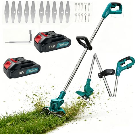 Coupe-bordures sans fil, sécateur électrique, sécateur de jardin sans fil 30 mm pour branche d'arbre, jeu de lames de rechange, batterie 2 x 3,0 A et chargeur compatible avec chargeur Makita