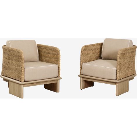 Pack de 2 sillones en ratán y madera de acacia Famara SKLUM             