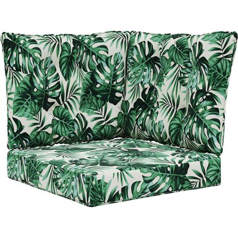 Outdoor Sofa Cushion 3 pcs Leaf Pattern Polyester vidaXL