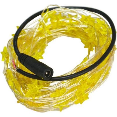 Lumière décorative de ficelle de cuivre d'étoile de DC 12V 10M 100 LED de Noël pour la décoration de fête de vacances Lumière jaune (1/4)
