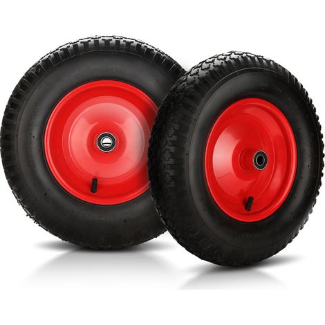 SWANEW 2X Ruota pneumatica per carriola con asse Ruota di ricambio Ø 390mm Carrello da giardino 120 kg Ruota di scorta (1/5)