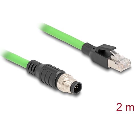 Delock Cable M12 codificado A 8 pin macho a RJ45 macho PUR (TPU) 2 m