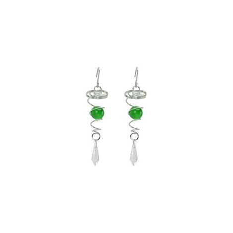 Lot de 2 carillons éoliens en spirale verte avec stabilisateur et boule de jardin, en acier inoxydable. (1/5)
